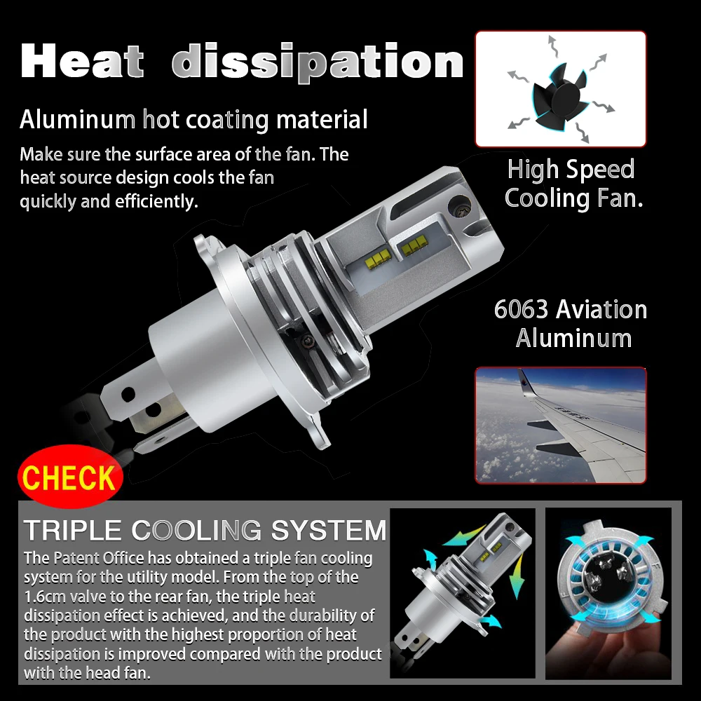 Новый дизайн All in One 16000lm 72W фары для автомобильных фар безвентиляторный 9006 H4 M3 H7 9005 h13 светодиодные лампы h4