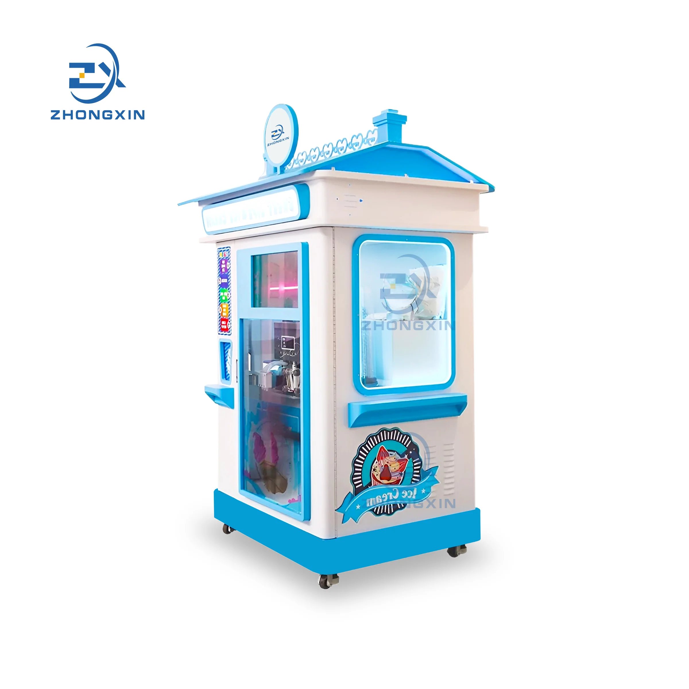 Support customized 24-hour self-service automatic smart yogurt ice cream machine touch screen soft ice cream vending machine