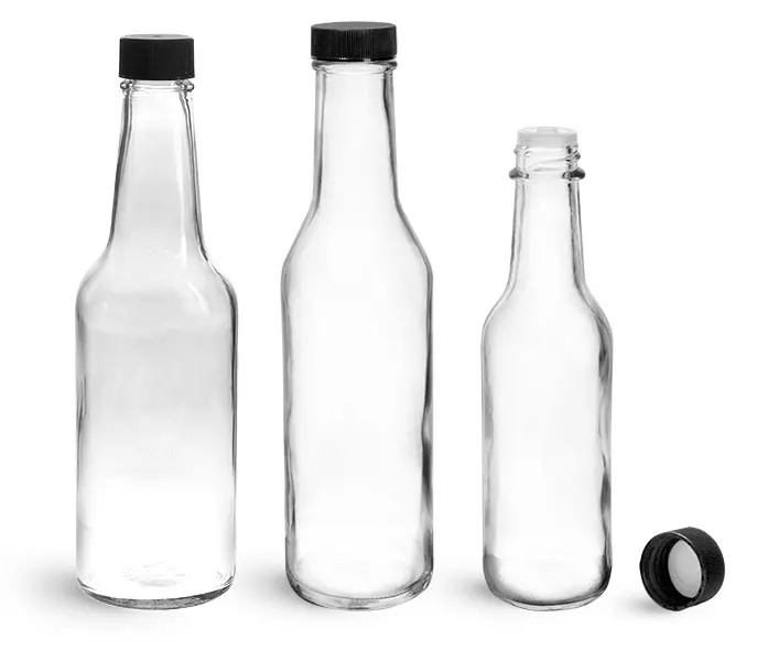 clear glass woozy bottle 250ml with white ribbed PE lined caps
