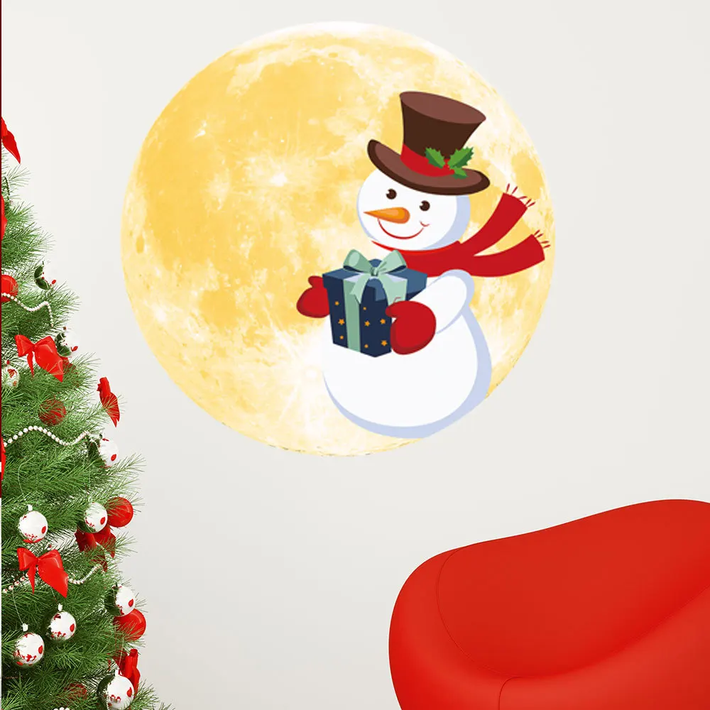 Рождественские 3d наклейки, светящиеся декоративные наклейки, настенные наклейки