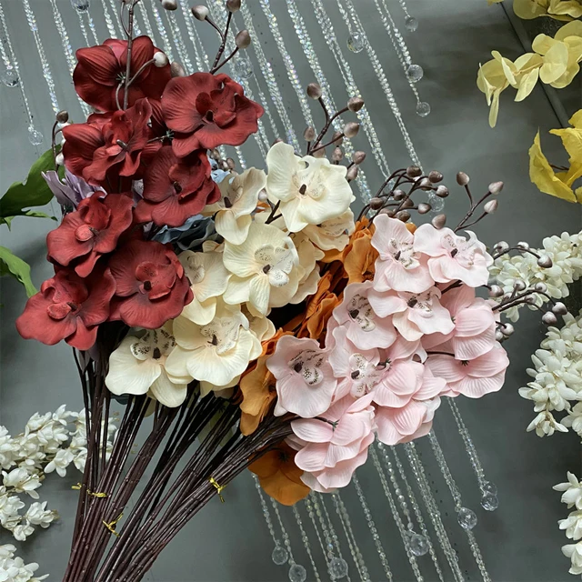 Factory Bulk Single Artificial Phalaenopsis Wholesale Wedding Decor 6-Head Butterfly Orchids Artificial Flowers