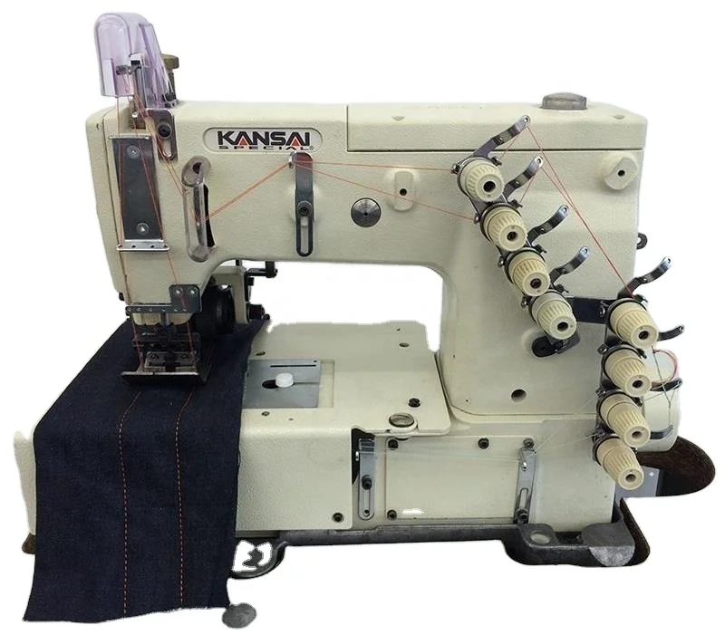 DLR1508P Kansai специальная швейная машина с 4 иглами плоской кроватью и двойной цепью для сверхпрочных джинсов