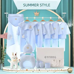 2023 Newborn Baby Kids Gift Clothing Sets Soft Cotton Layette 20 Pieces Baby Romper Sets Newborn Bodysuit Blanket Beanie Spring