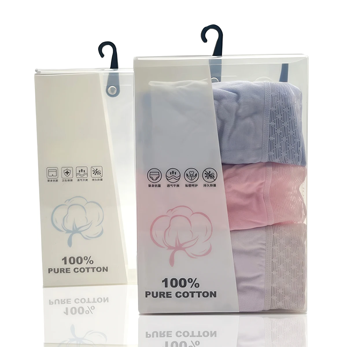 custom luxury design eco friendly new large square plastic casing Underwear Clothing PP PET PVC transparent Packaging Box Hanger