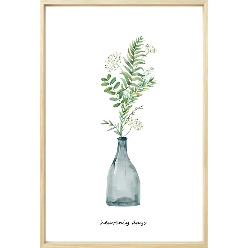 hand wood frames painted acrylic wall art botanical prints green leaf decorative painting for living room