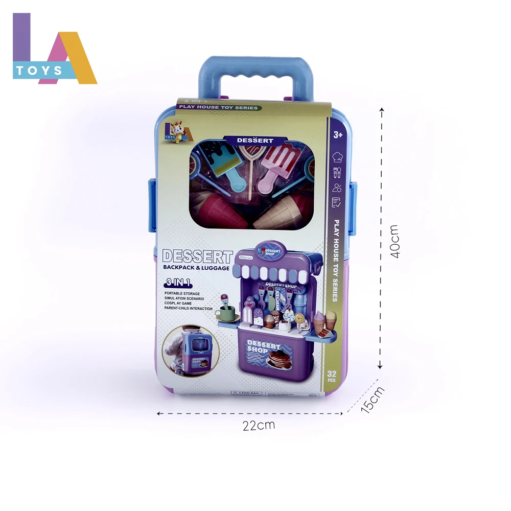 Longthuy Made in Vietnam 3 in 1 Play house travel suitcase toy Educational kitchenware medical ware dessert jewelry toy set