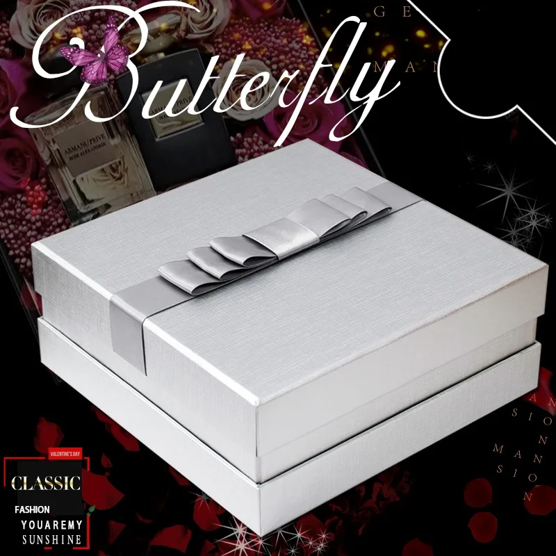 
High Quality Custom Luxury Rigid Cardboard Packaging Folding Paper Wedding Dress Gift Box with silk Ribbon 