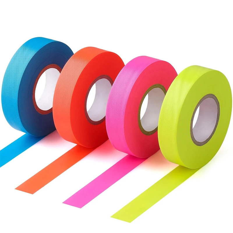 MANCAI Factory Wholesale Flagging Tape 25mm X 100m Plastic Ribbon Multipurpose Neon Marking Tapes