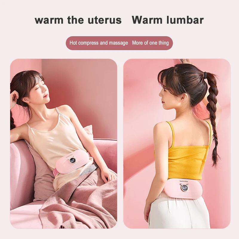 recharge vibrating belly heating waist warm compress stomach massager belt heat menstrual abdominal massage belt