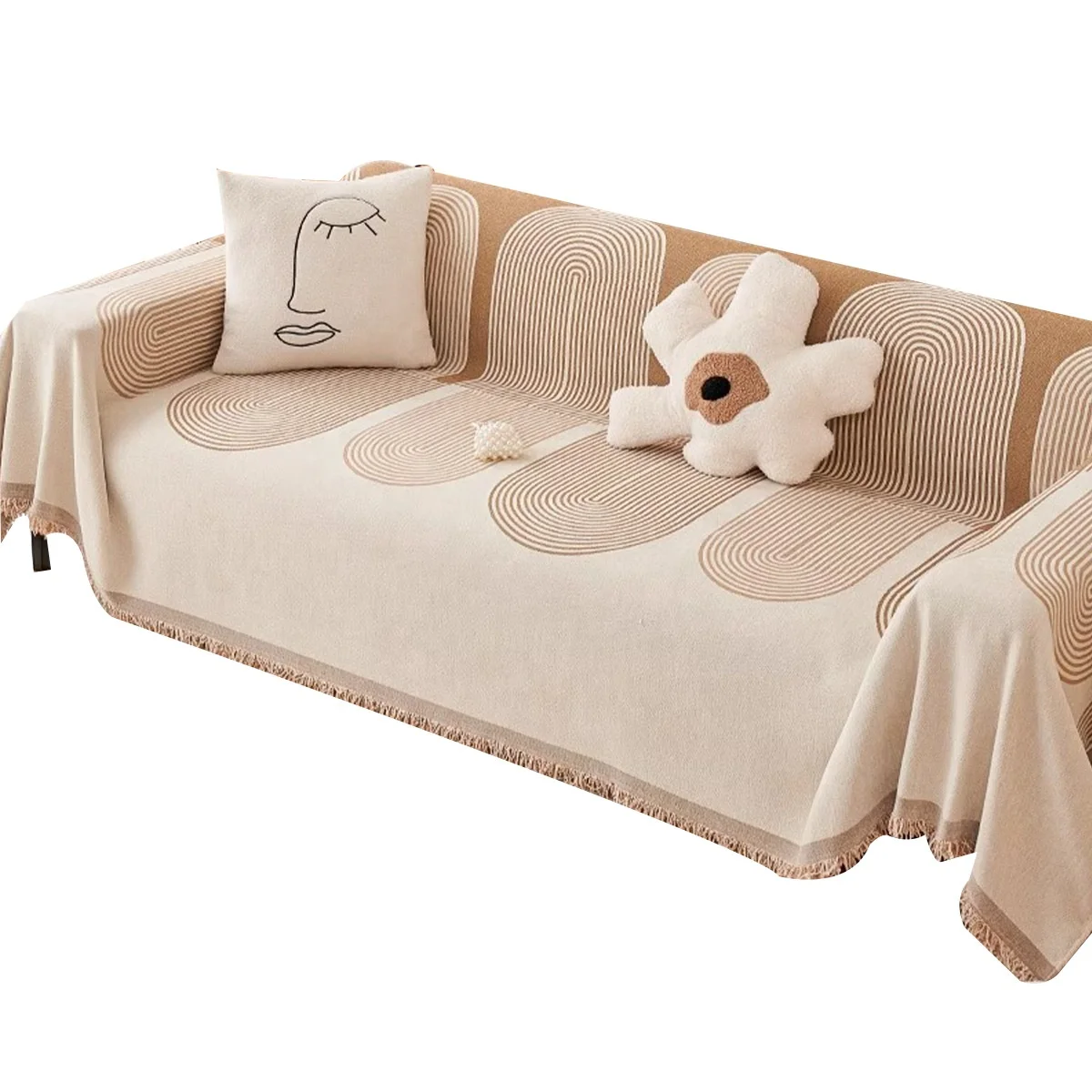 New Arrival Luxury Modern Style Striped Pattern Sofa Cover Chenille Sofa Towel Blanket All Season Living Room Decor Pinic Mat
