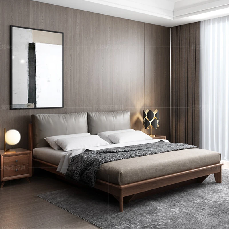 Solid Wood Bed 1.8m 1.5m Modern Simple Wedding Bed Soft Air Pressure Storage High Box Storage Bed