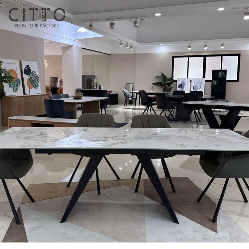 Extension Dining Table Support Home Furniture Dining Room Customization Ceramic with Glass China Factory Furniture White 2.4m