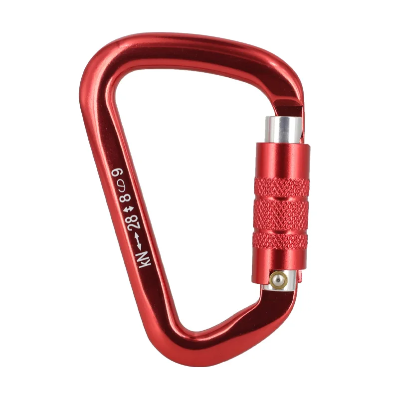 Good Quality  Outdoor 30kn Aluminum D Ring Carabiner Climbing Hook Locking Screw