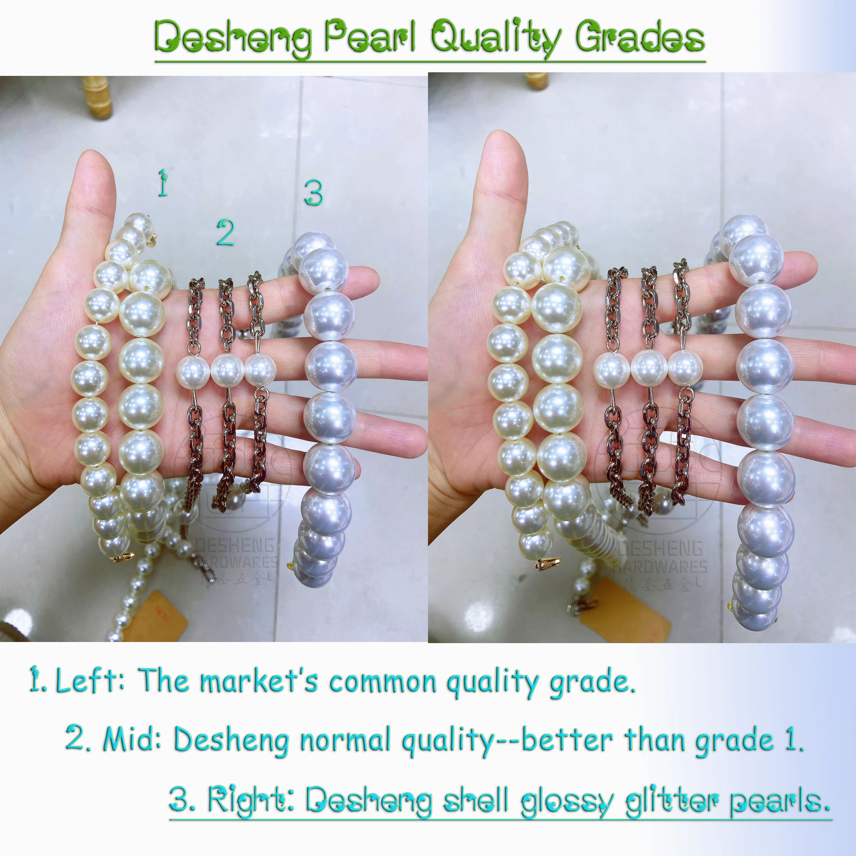 Handbag Accessories Women Pearl Chains Handle 8 Shape Clasp Spring Short Handle Bag Chains