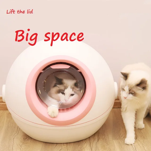 
2021 New cute cat litter box enclosed large cat toilet dissipate odor anti-splashing cat litter box 