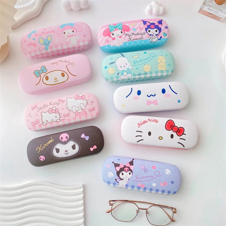 Kawaii Kitty Cat Sanrioed футляр для очков Cinnamoroll Kuromi My Melody милые Мультяшные солнцезащитные очки защиты дорожных боксы хранения