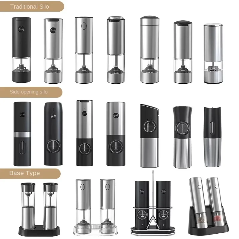 Plastic Household Herb Spice Grinder Usb Rechargeable Gravity Electric Salt And Pepper Grinder Set