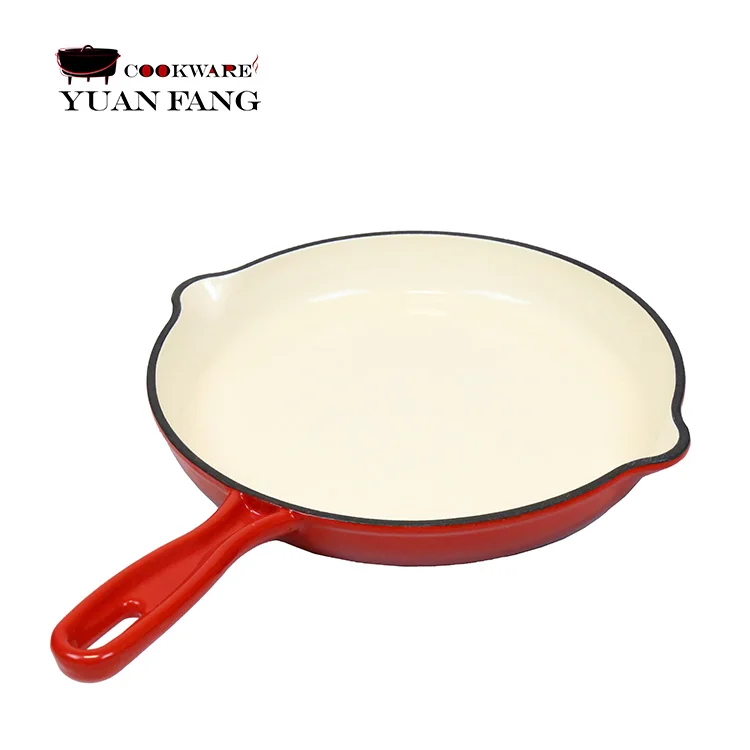 Best seller different colors Enameled Coated Solid Cast Iron Frying Pan Skillet