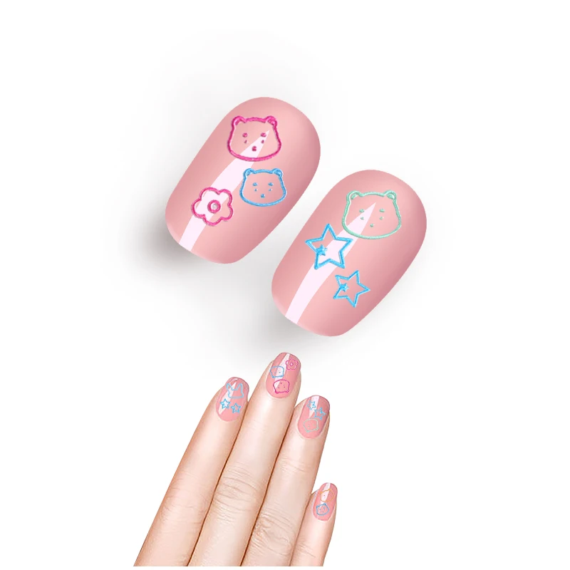 2023 Easy to Operate Simple cute animals Waterproof High quality nail art embossed applique for teens girls