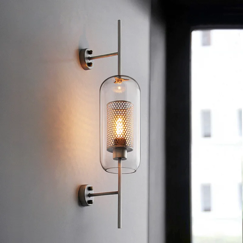 Modern classic industrial magnetic glass bulb wall light loft retro creative corridor stairs bedroom led lamp for living room