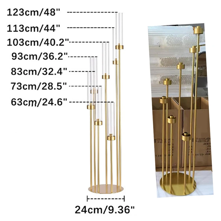 Hotel Decoration Centerpieces Large 5 Head Metal Gold Candelabra Candle Holder For Wedding Centerpiece Home Decor