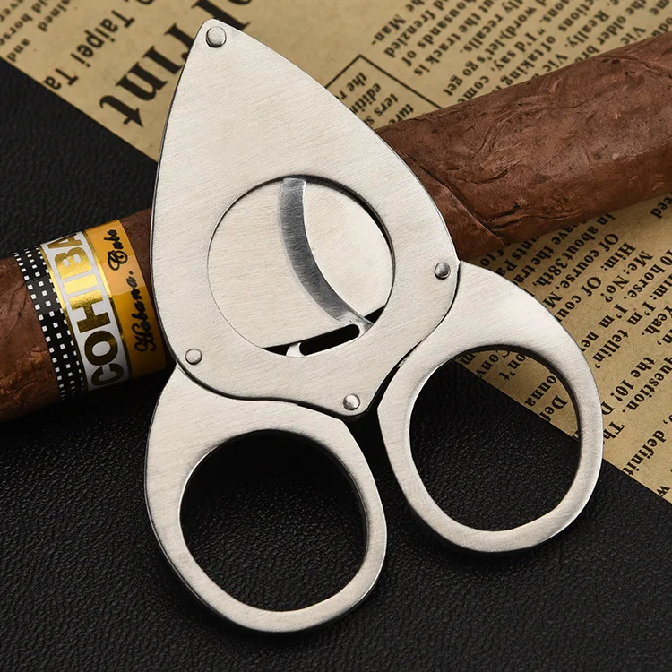 High Quality Stainless Steel Guillotine Double Cut Blade Cigar Cutter