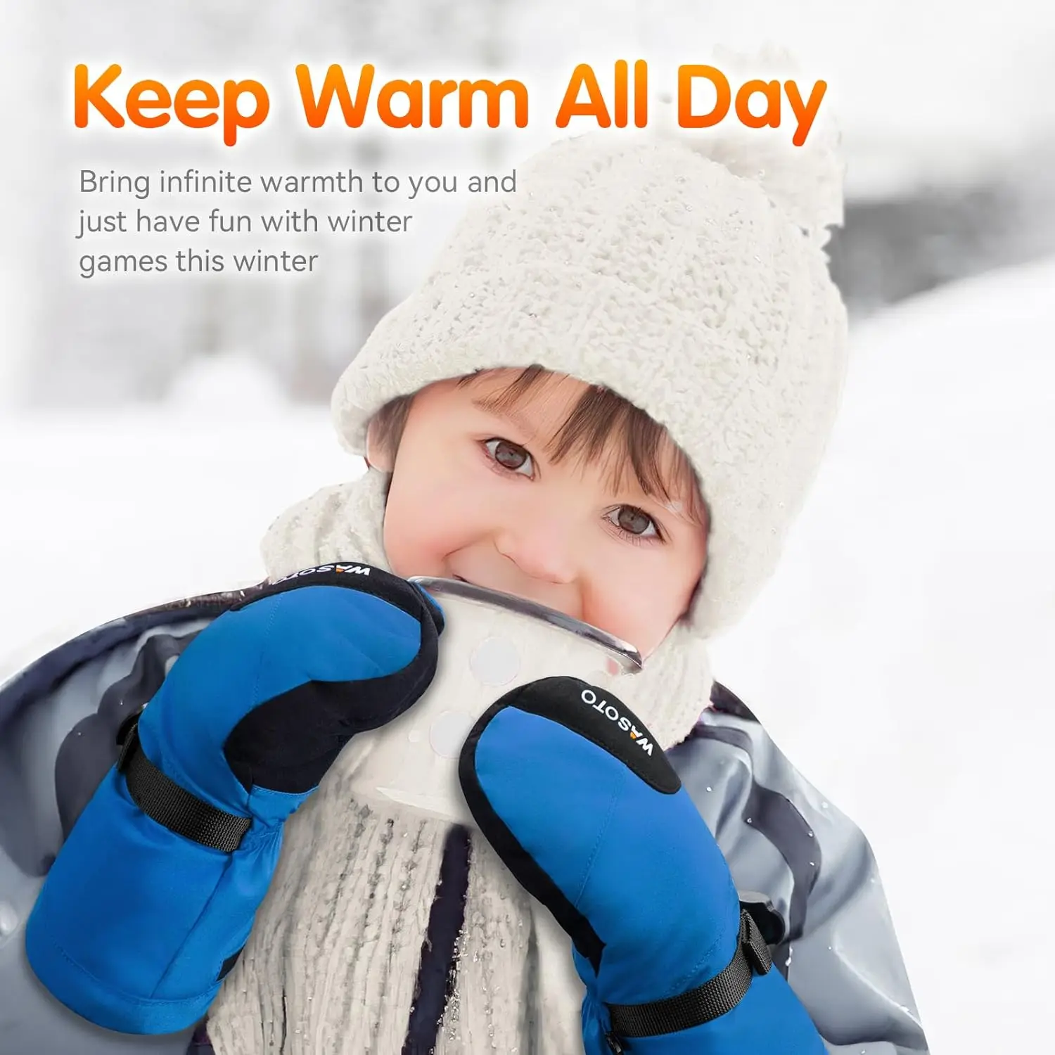 Kids Children 3000mAh Heated Mittens Electric Rechargeable Heated Ski Gloves for Skiing Snowboarding Snowmobiling Raynaud Hiking