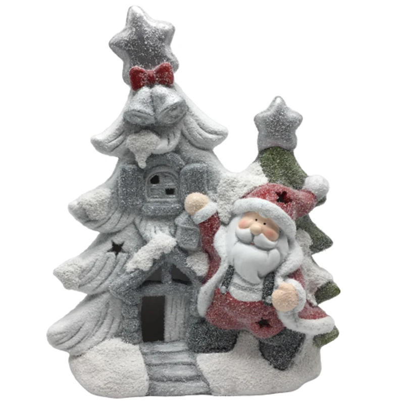 2020 Christmas santa claus laterite ceramic village houses to paint home decoration with gold powder