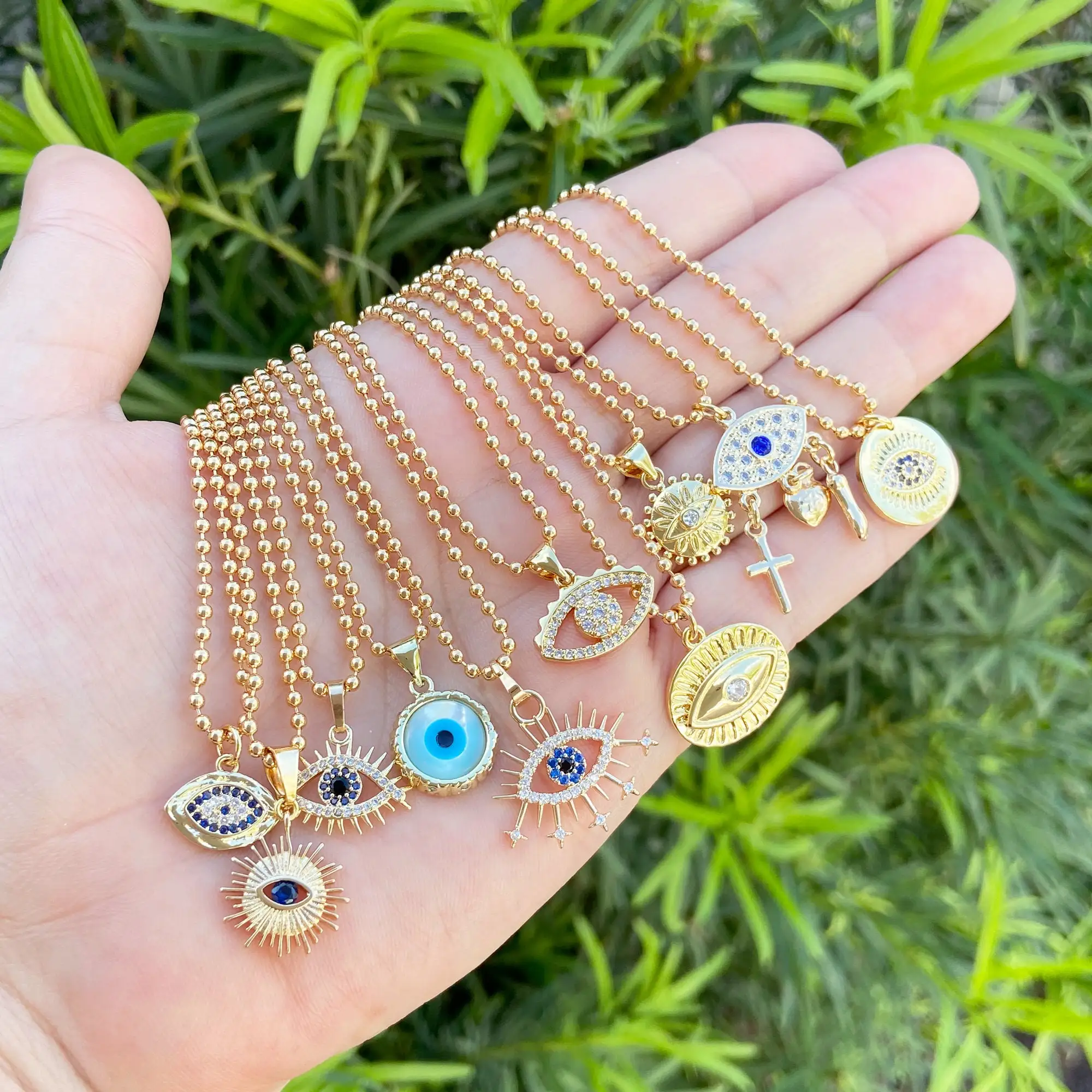 OEM ODM Custom Exquisite Charm Size evil eye Pendant 925 Sterling Silver Stainless Steel 14k18k Gold Plated evil eye Necklace