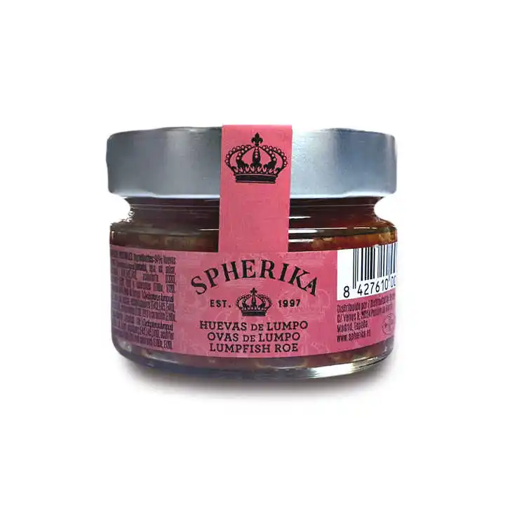 Spherika 100G Glass Jar 3Oz Lumpfish Roe Firm Texture Gluten Free Salty Taste 84% Lumpfish Small Red Roe