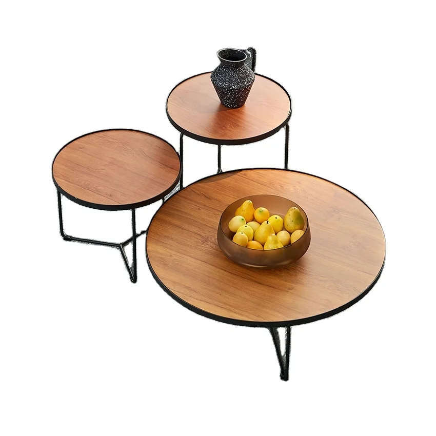 Newest modern simple   living room tea table metal frame wooden coffee table