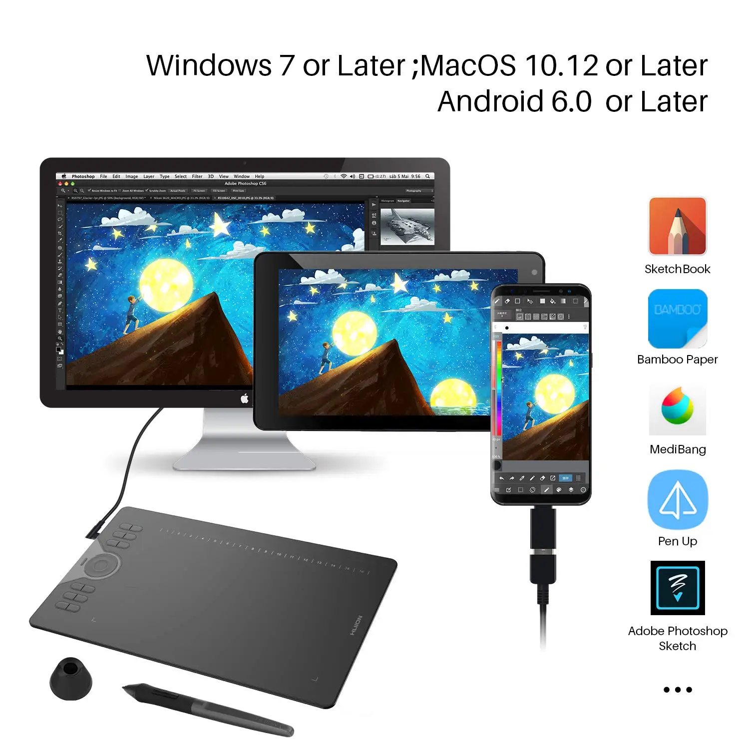 Newly Updated HUION INSPIROY HS610 Digital Drawing Graphic Tablets Tablet