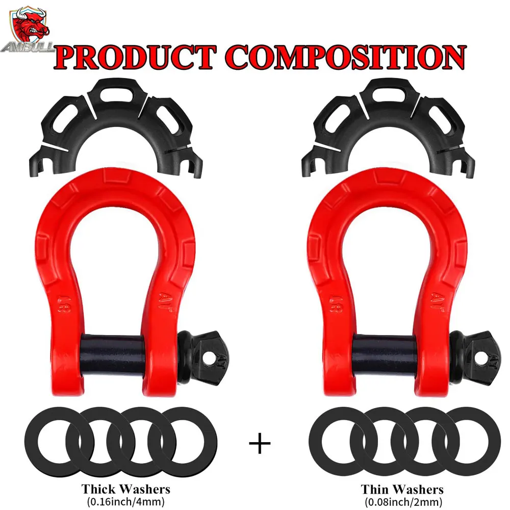 Ambull Hot Sales Drop Forged Galvanized 4wd U Type Heavy Duty Us Type Truck Safety Dee Bow Anchor D Ring Shackle For Towing