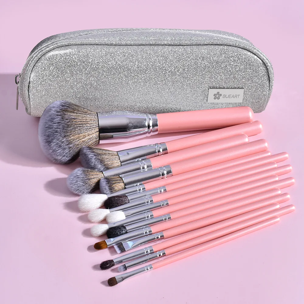 PINK 16/26 pcs goat natural hair professional makeup brush set private label makeup brushes goat hair makeup brushes