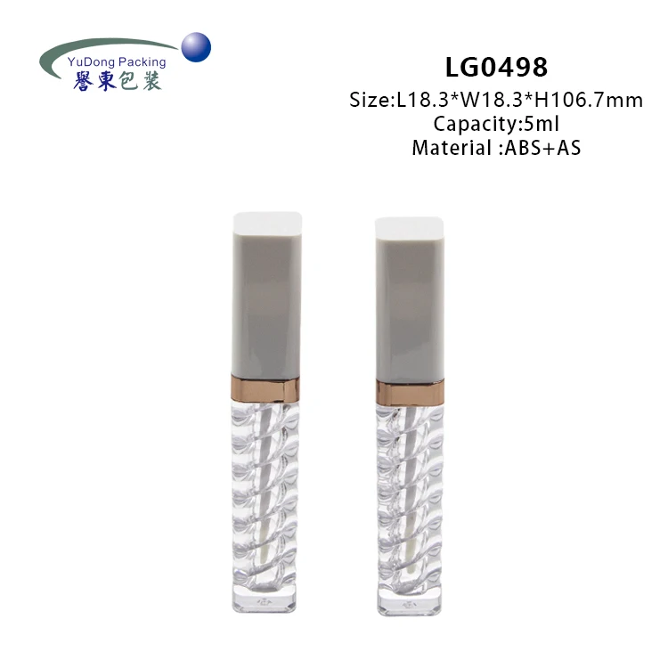 New spiral interior 5ml white luxury pink lipgloss tubes custom logo square clear lip gloss tubes container