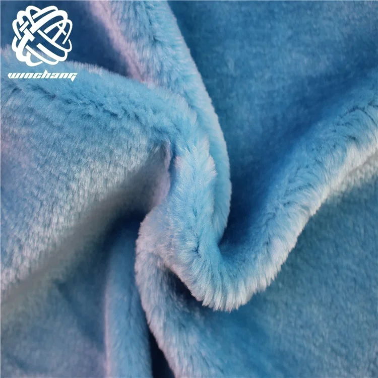 Faux Fur Fabric Wholesale Design Fabric Shearling 10mm Soft Blue Boa Faux Fur Short Pile Plush Fabric