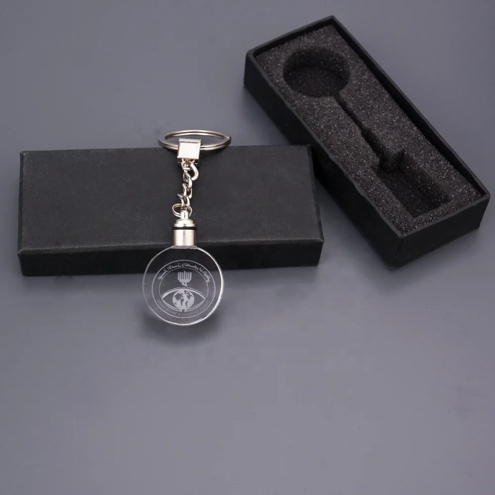 Hot Sale Led Crystal Heart Keychain Glass With Multi colored Light