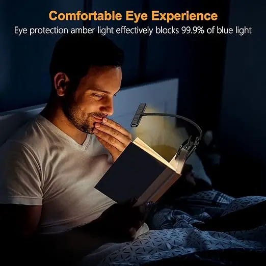 Rechargeable Book Light for Reading in Bed Memory Function Stepless Dimming Brightness