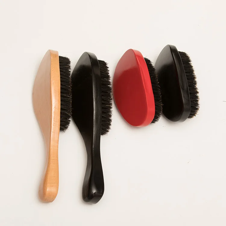 wholesale 100%  boar bristle Wave Brushes Beard Brush And Comb Set With Handle custom logo for man 360 curved brush