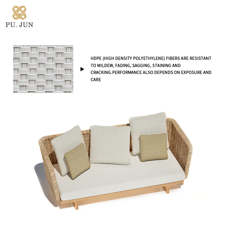 All-weather Resort Furniture Terrace Garden Outdoor Teak Launch Furniture Set Garden Lounge Sofa Set