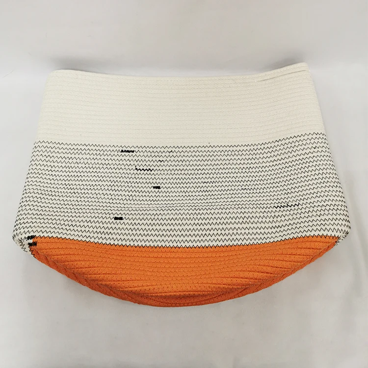 
Office Stationery Storage Basket Big Size Washable Laundry Hamper Cotton Rope Basket With Handle 