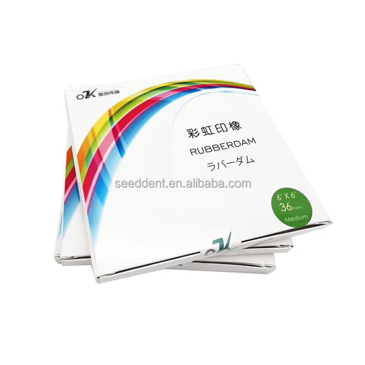 Disposable Latex Dental Rubber Dam Templat Sheet 5*5 6*6 Blue or Green Color
