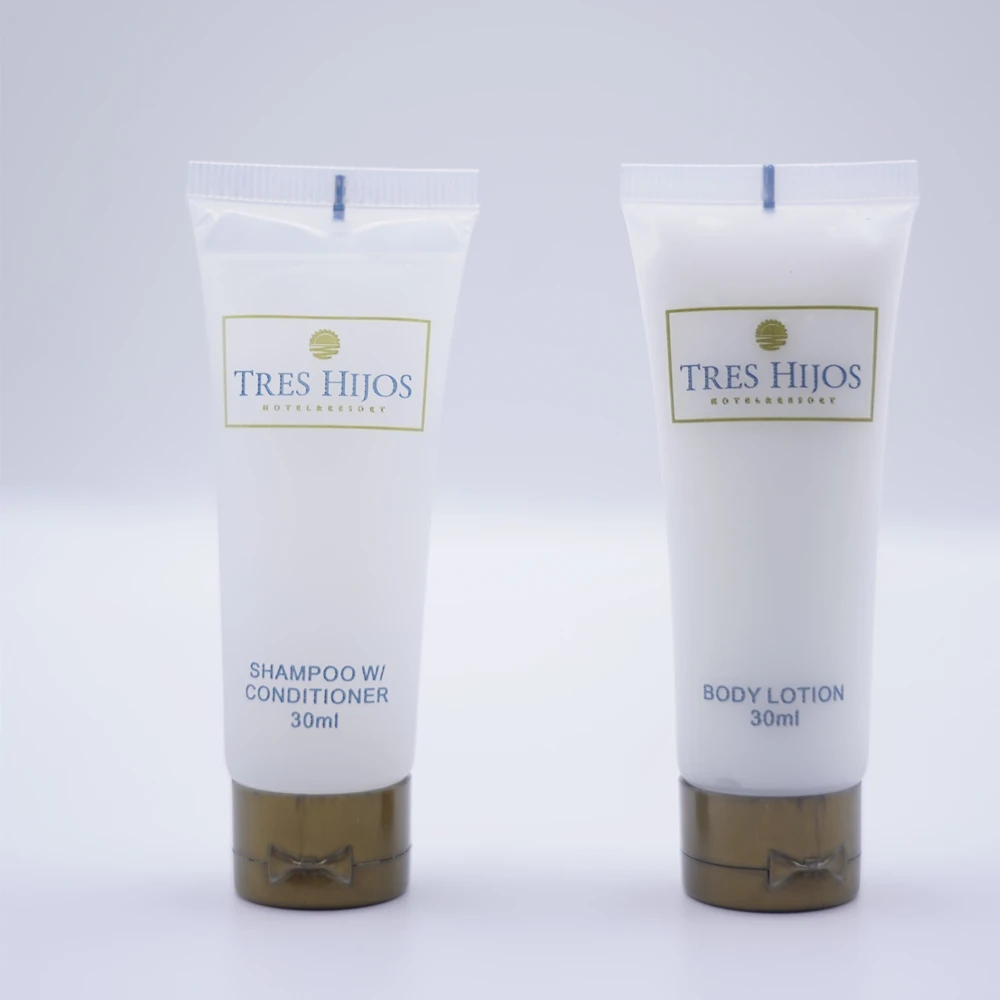 custom hotel shower gel tubes disposable hotel amenities mini shampoo and conditioner set
