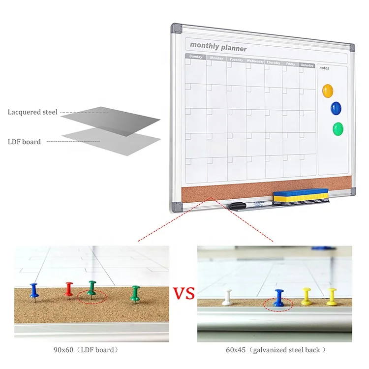 90x60 см доски ежемесячный планировщик доска настенный комбинации магнитно-маркерная календарь для белой доски