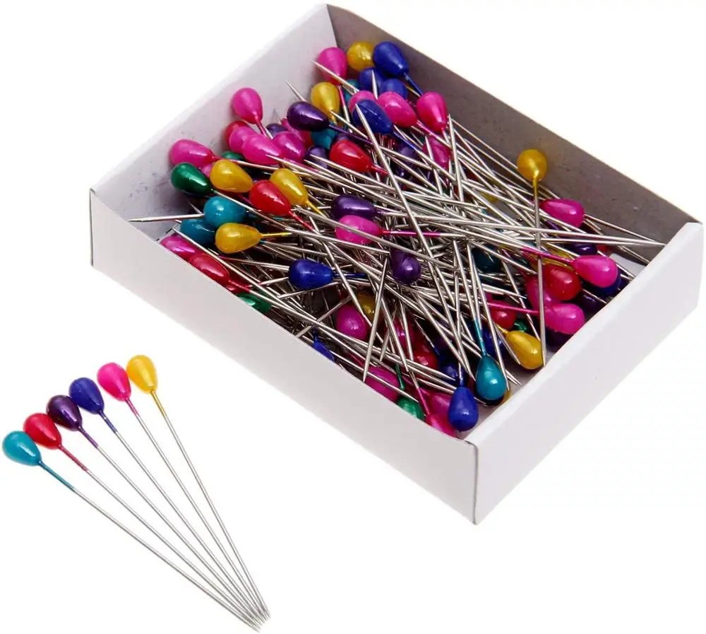 144pcs 2 inch teardrop shape sewing pins, pearl head straight corsage pins with high quality