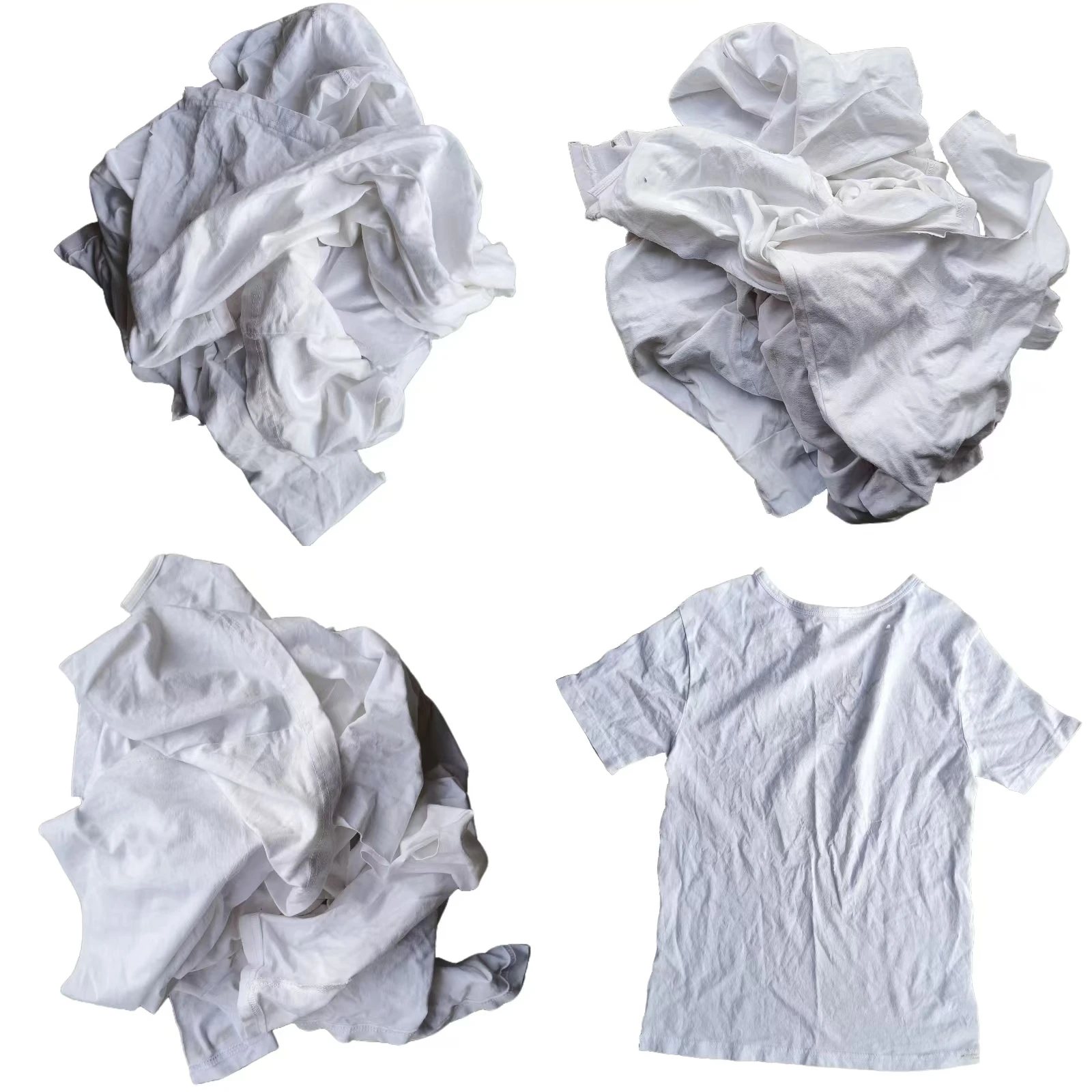 Hot Selling 100% Cotton Pure White T-Shirt Rags Industrial Wiping Cloth Available in 10KG 25KG and 100KG Packs