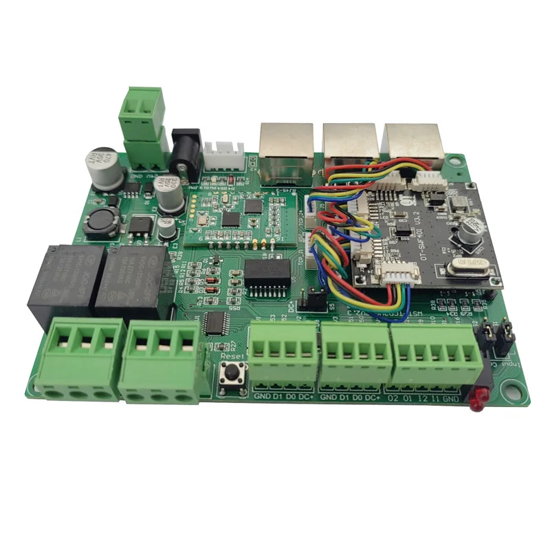 3 Ethernet TCP/IP port to 2 channel wiegand input 2 relay output Ethernet switch IO control board