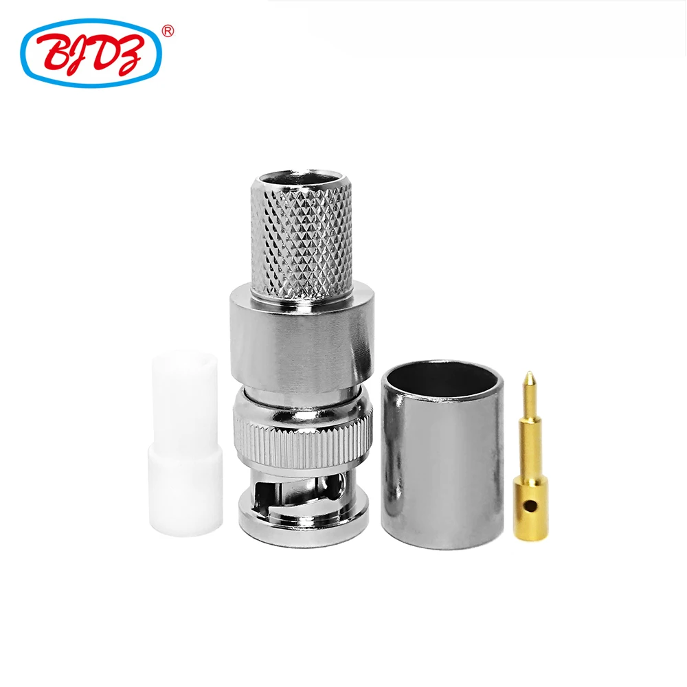 Factory supply BNC type connector rf coaxial bnc male plug crimp for  rg214 cable BNC crimpable coax connector in stock ROHS