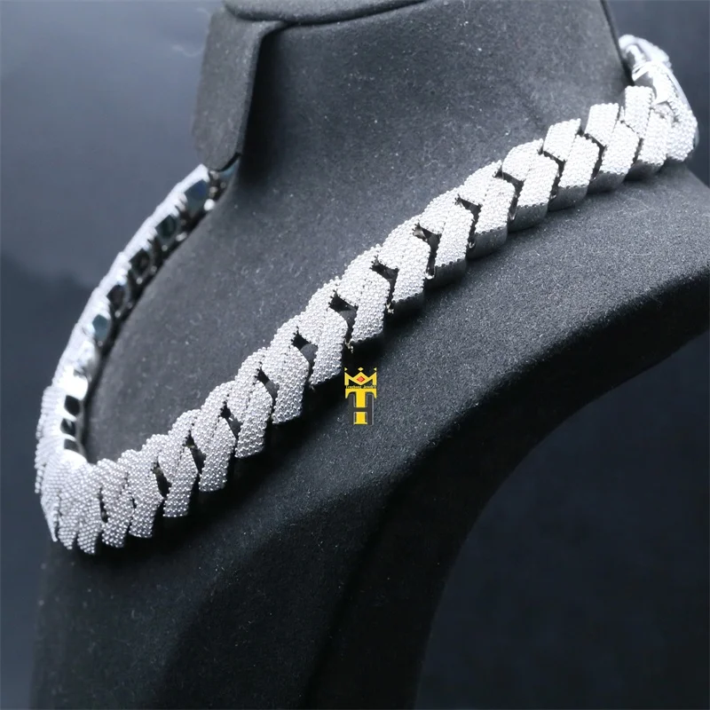 Iced out cz miami cuban chain necklace thick link chain necklace wide diamond hiphop rapper necklace