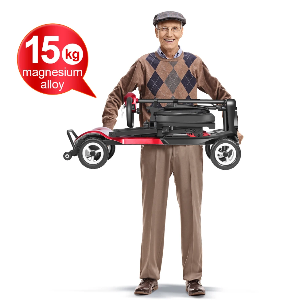 Magnesium 15Kg Lightweight Brushless Motor Mobility Scooters Seniors Disabled Long Range Electric 4 wheel Mobility Scooter